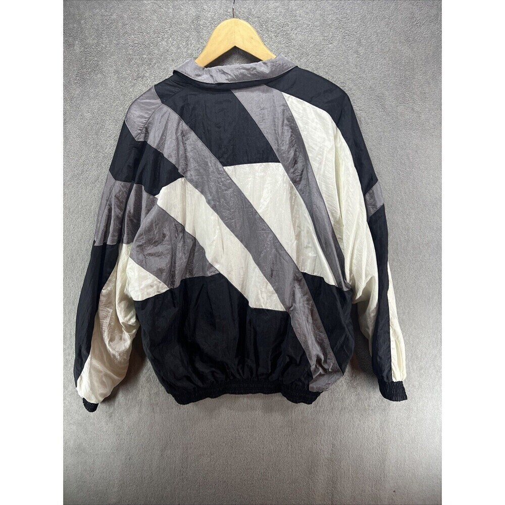 Vtg Oleg Cassini Lined Jacket Black White Gray Windbreaker Size‎ XL 80s - Picture 4 of 7